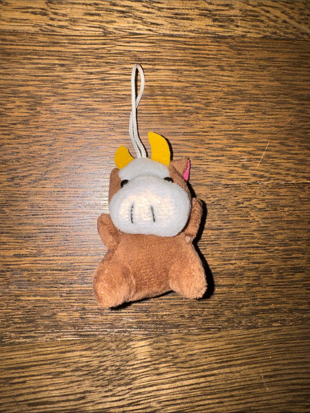 Plush Cow Keychain Charm in Brown and White